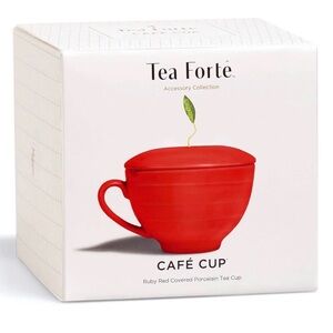 🆕 Tea Forte Ruby Red Porcelain Tea Cafe Cup. New in Box.